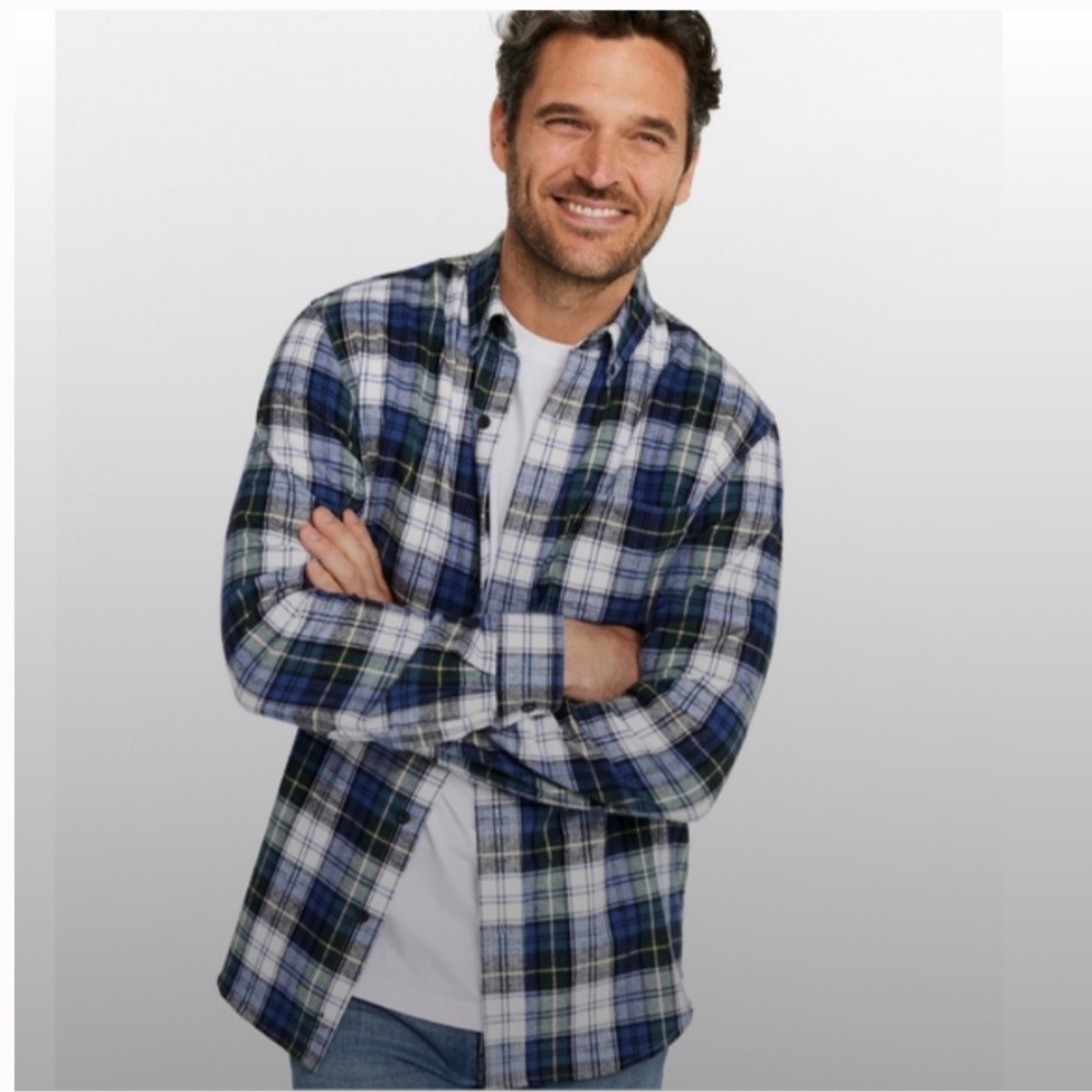 Men's Scotch Plaid Flannel Shirt, Slightly Fitted